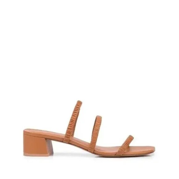 Reformation Assunta Strappy Block Heel Mule in Pecan, Size 9.5 - Picture 2 of 5
